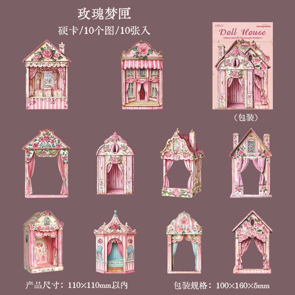 Dollhouse Series House Landscape Hard Card Sticke 6 Models 10 Pcs image 6