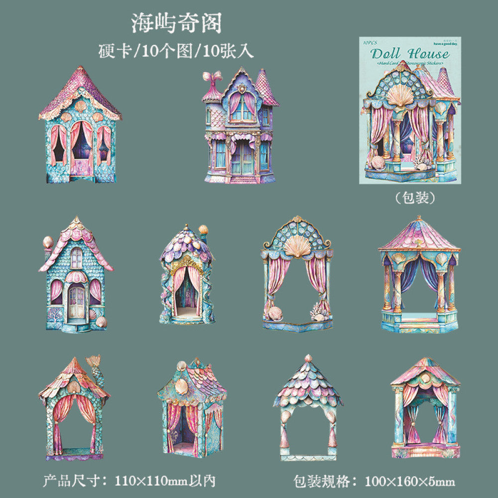 Dollhouse Series House Landscape Hard Card Sticke 6 Models 10 Pcs image 8