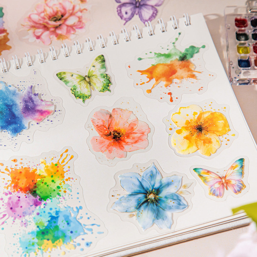 Butterfly Dream Flower Series Watercolor PET Sticker Pack 4 Types 25 Pcs image 1