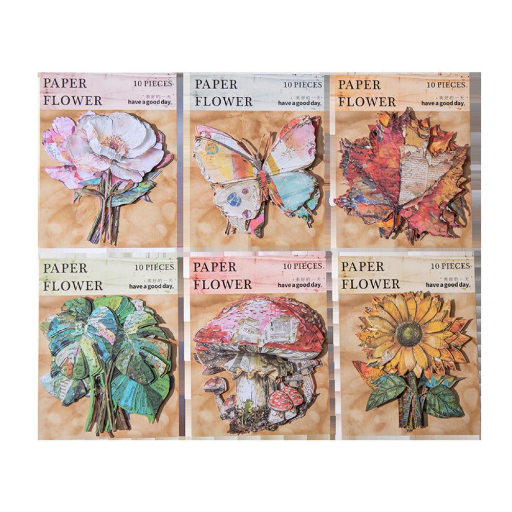 Flower Room Series Retro Hard Card Stickers 6 Types 10 Pcs image 4