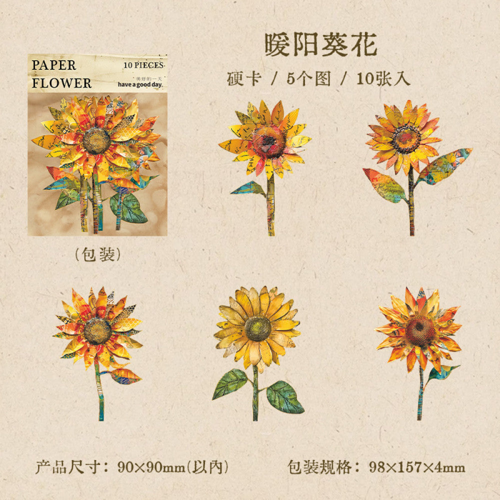 Flower Room Series Retro Hard Card Stickers 6 Types 10 Pcs image 7