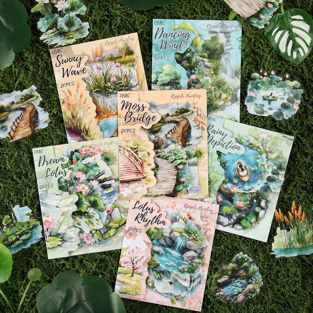 Painting Plant Pond Series PET Sticker Pack 6 Types 20 Pcs image 2