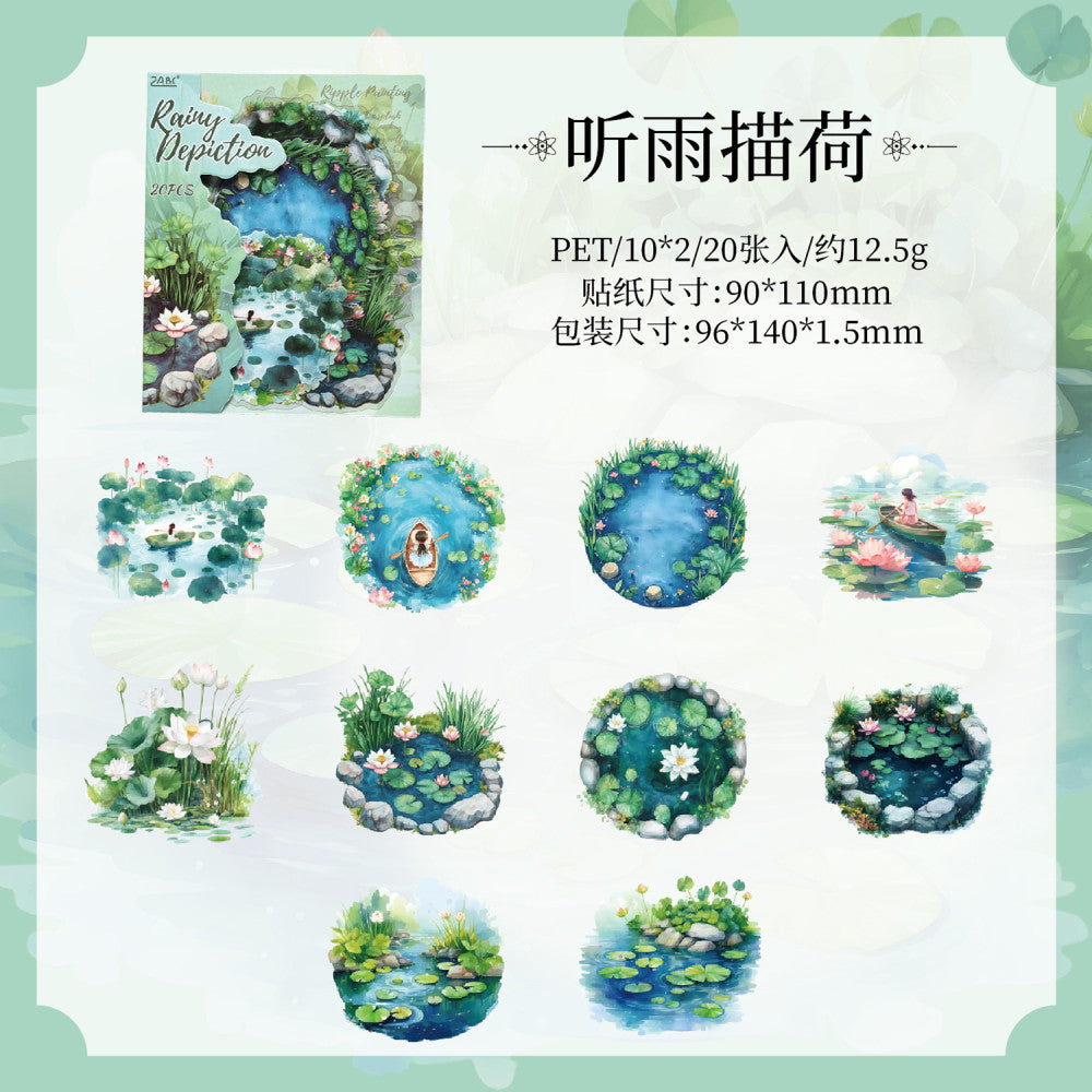 Painting Plant Pond Series PET Sticker Pack 6 Types 20 Pcs image 6