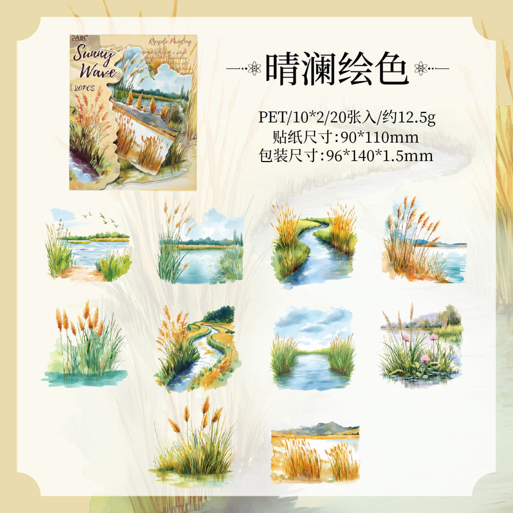 Painting Plant Pond Series PET Sticker Pack  6 Types 20 Pcs