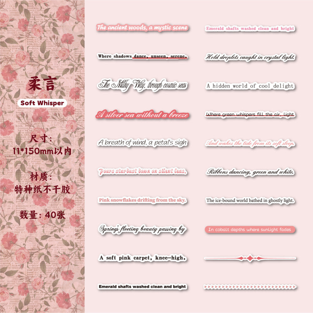 Word Album Series 40 pieces English Text Paper tickers image 6