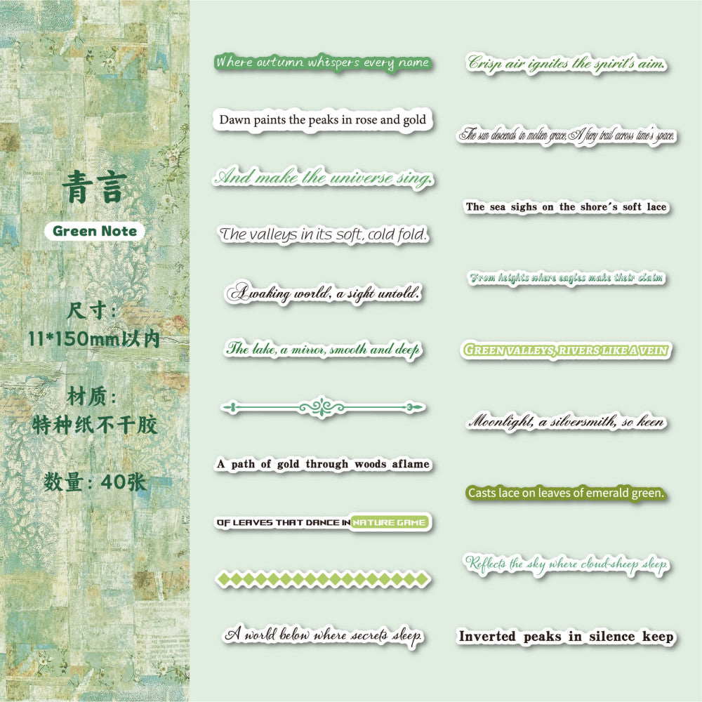 Word Album Series 40 pieces English Text Paper tickers image 7