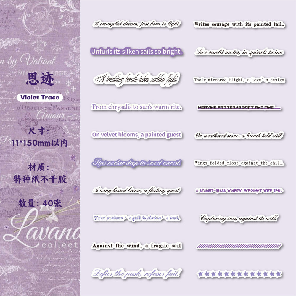 Word Album Series 40 pieces English Text Paper tickers
