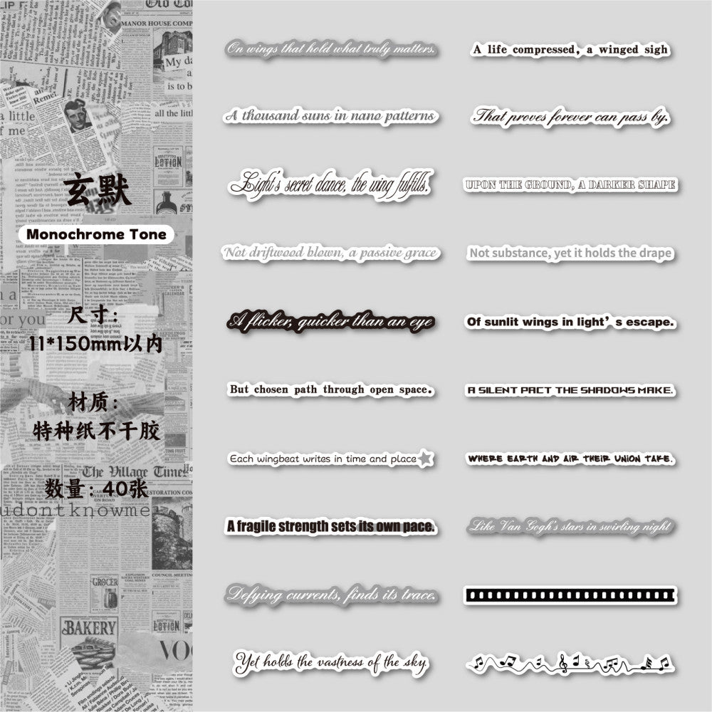 Word Album Series 40 pieces English Text Paper tickers image 10