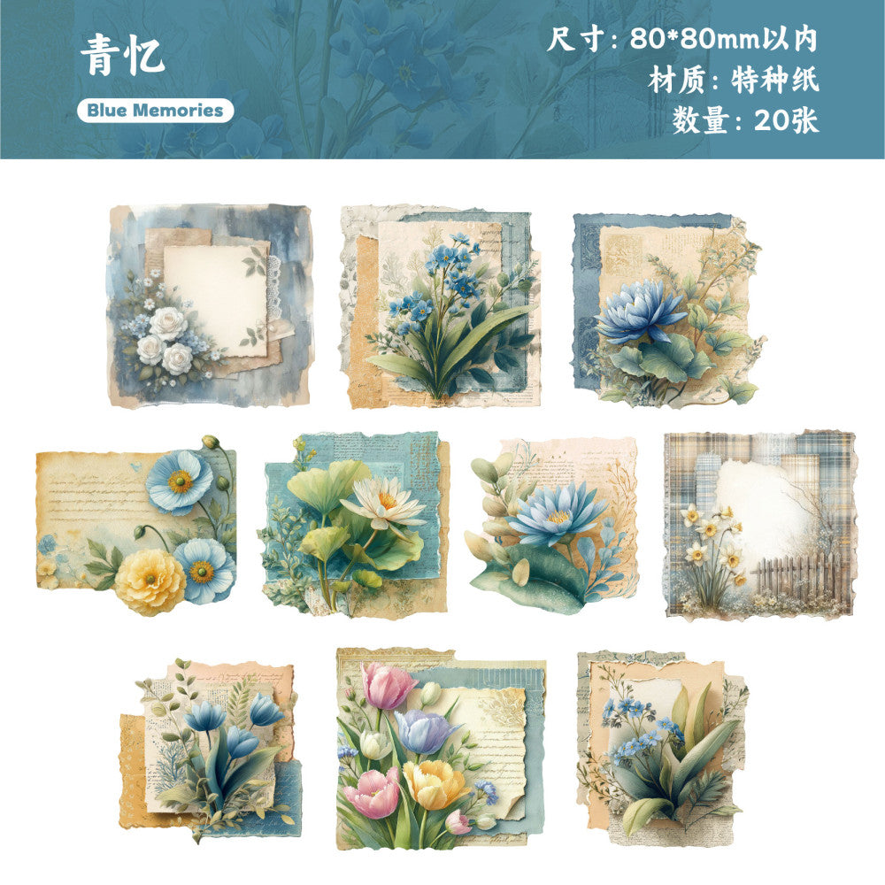 Retro Plant Writing Base Note Paper 20 Sheets