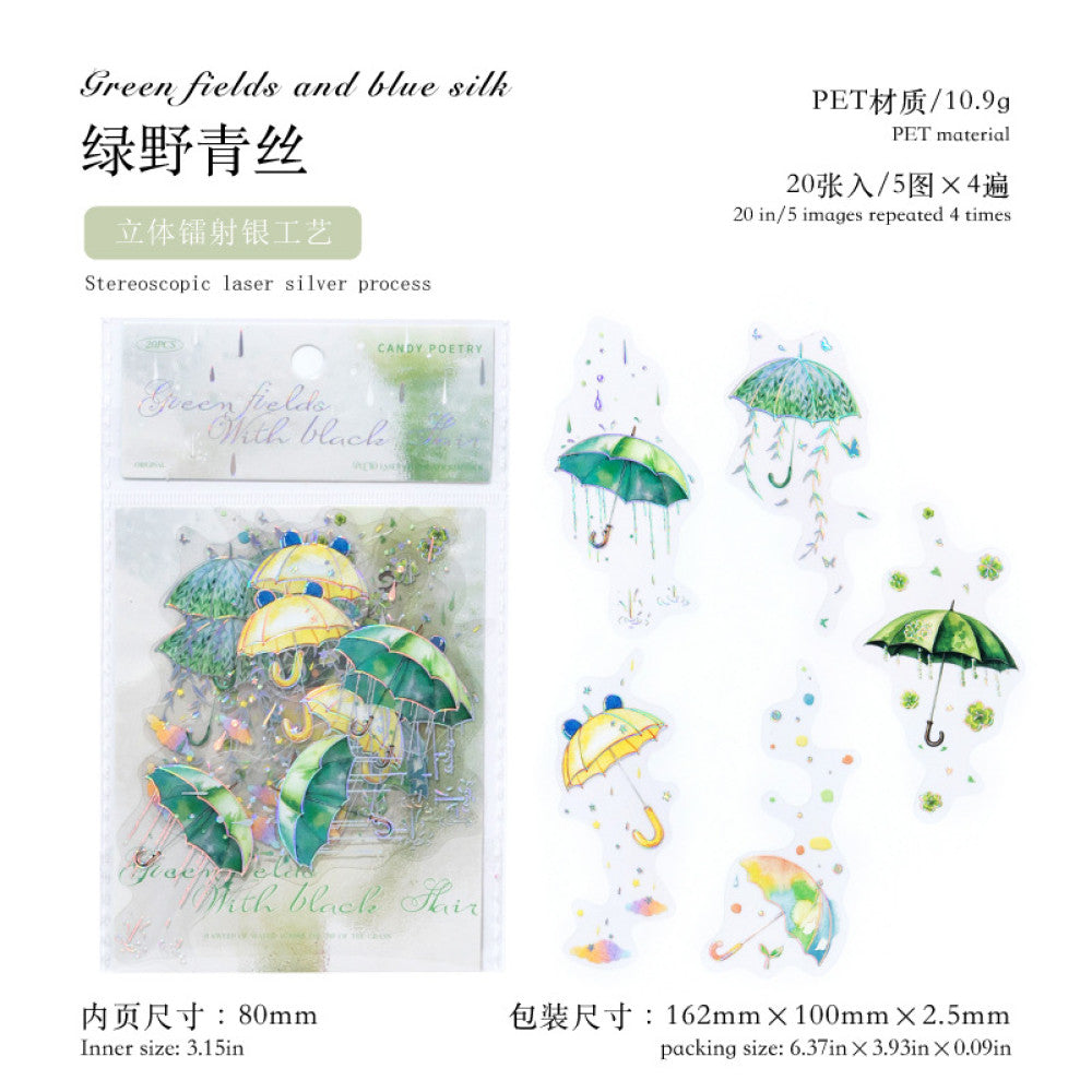 Rainy Season Umbrella Theme PET Stickers 20 Sheets