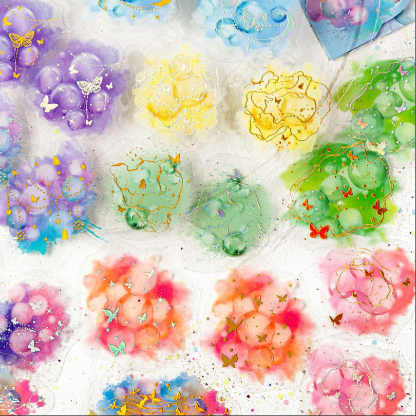 Watercolor 3D Laser Silver PET Sticker Pack 20 Pcs 6 Types image 1