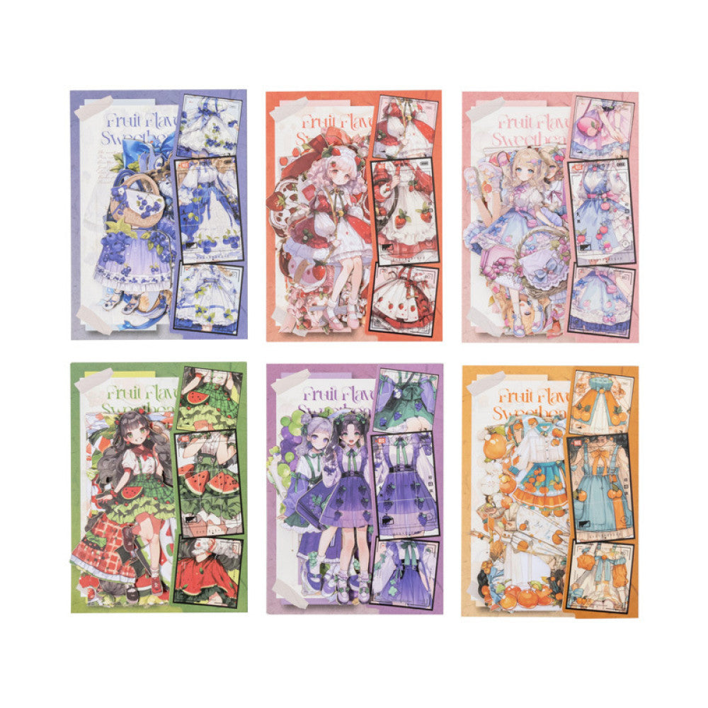 Fruity Sweetheart Girl Series Hard Card Stickers 6 Types 15 Pcs image 4