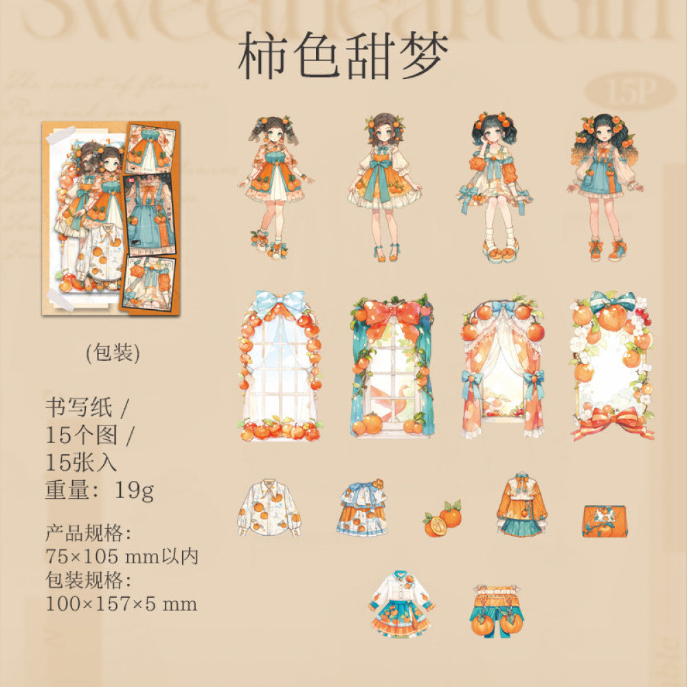 Fruity Sweetheart Girl Series Hard Card Stickers 6 Types 15 Pcs image 10