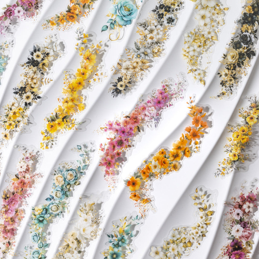 Large size flower PET stickers 6 Styles 10 Sheets image 0