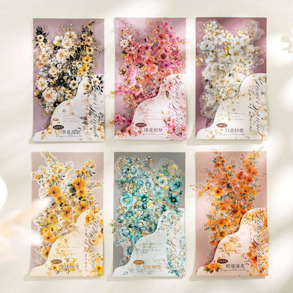Large size flower PET stickers 6 Styles 10 Sheets image 1