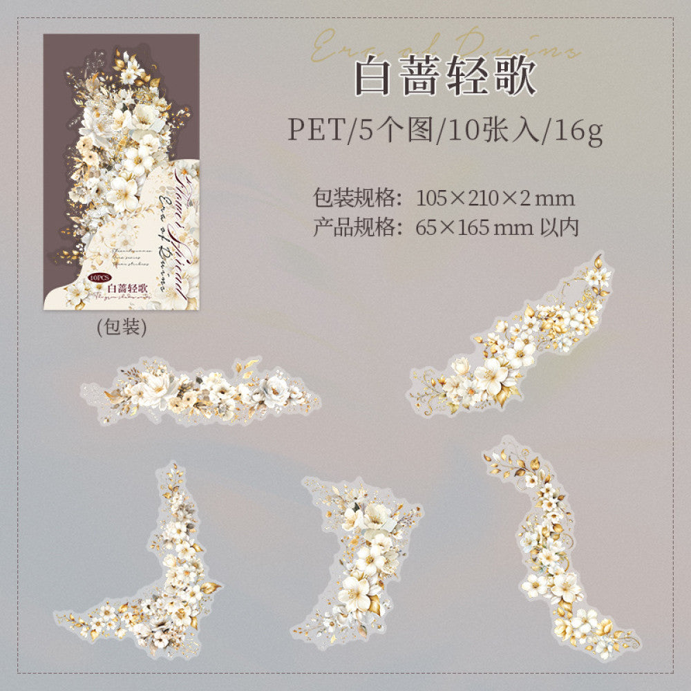 Large size flower PET stickers 6 Styles 10 Sheets image 6