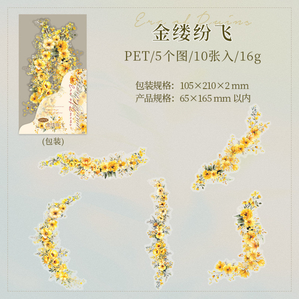 Large size  flower PET stickers 6 Styles 10 Sheets