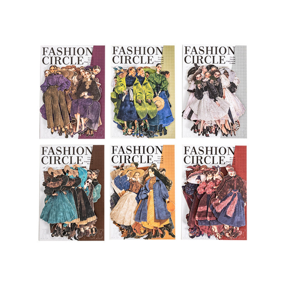 Retro Fashion Circle Series Original Character Paper Stickers 20 Sheets image 4