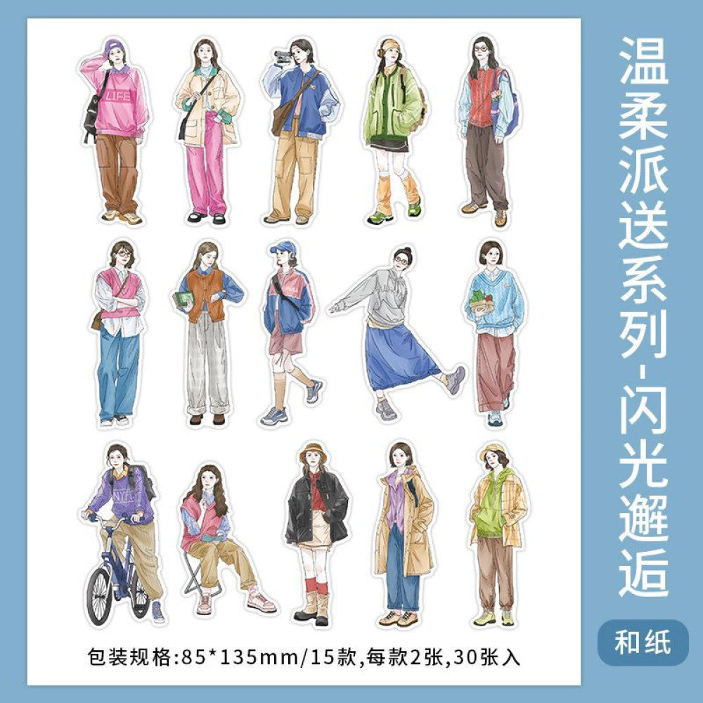 Japanese character paper sticker pack 4 Types 30 Pcs image 6