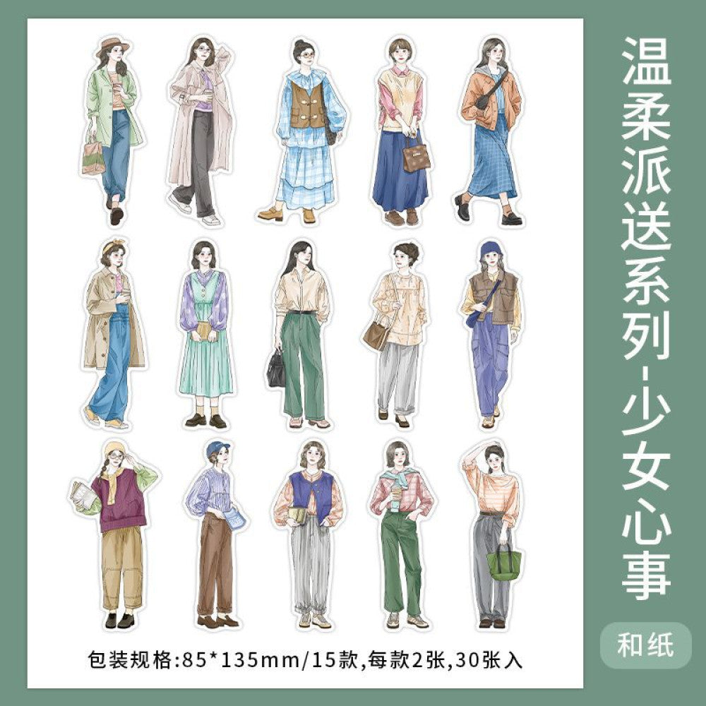 Japanese character paper sticker pack 4 Types 30 Pcs image 9