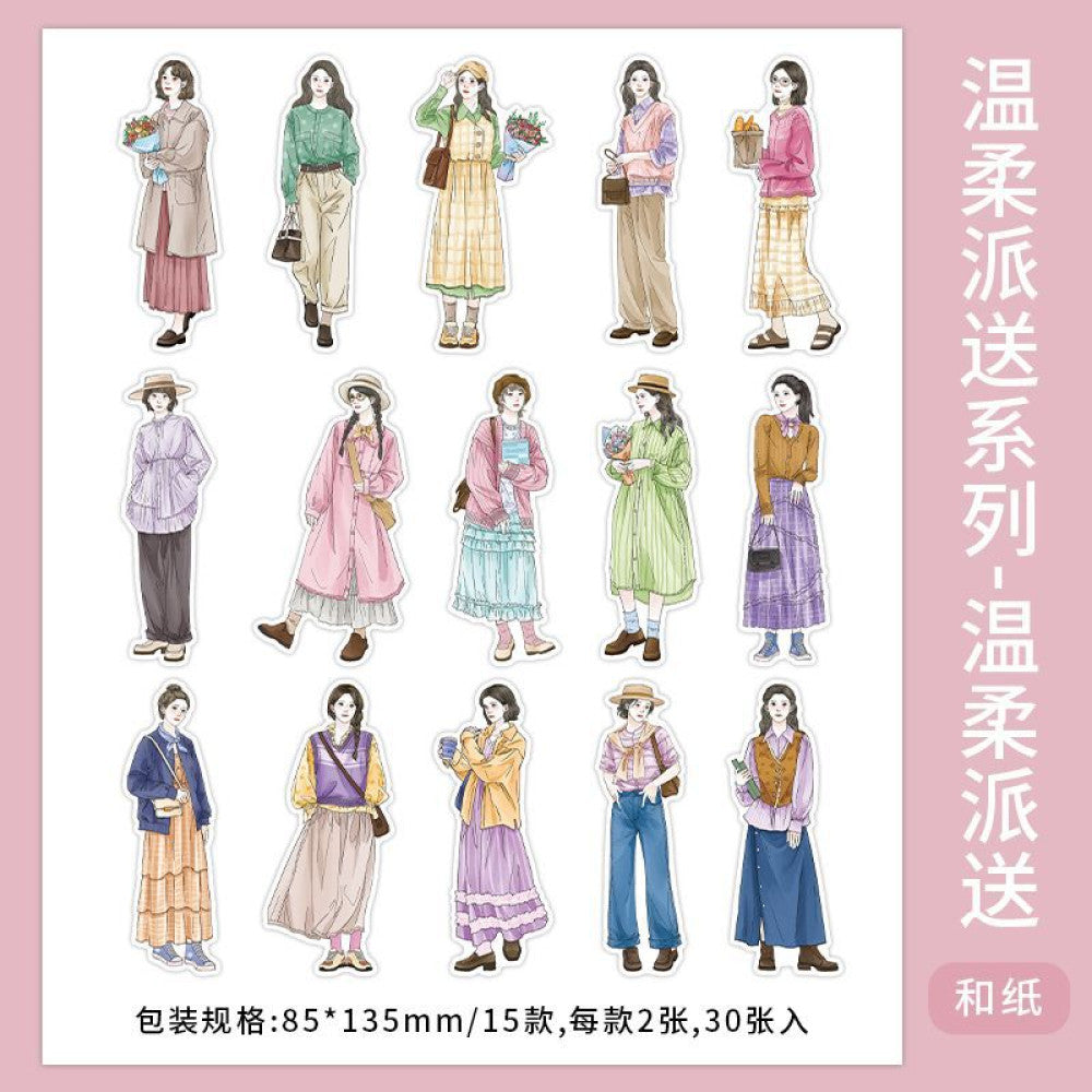 Japanese character paper sticker pack 4 Types 30 Pcs image 10