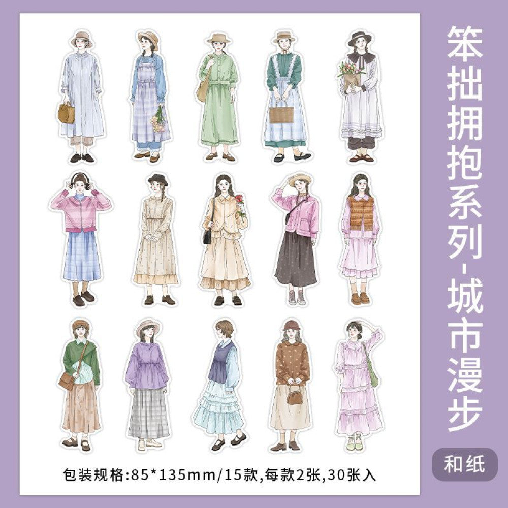 Japanese character paper sticker pack 4 Types 30 Pcs image 13