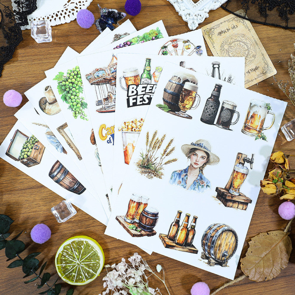 Magic retro literary handbook sticker book 11 Styles image 3