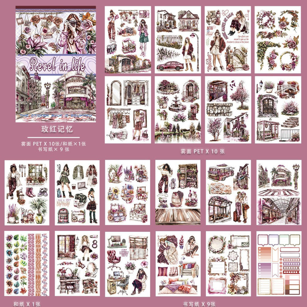 Magic retro literary handbook sticker book  11 Styles