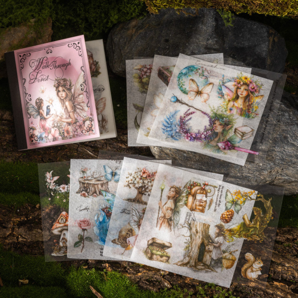 Travel Through the Forest Series Die cut Sticker Book 4 Types 20 Sheets image 4