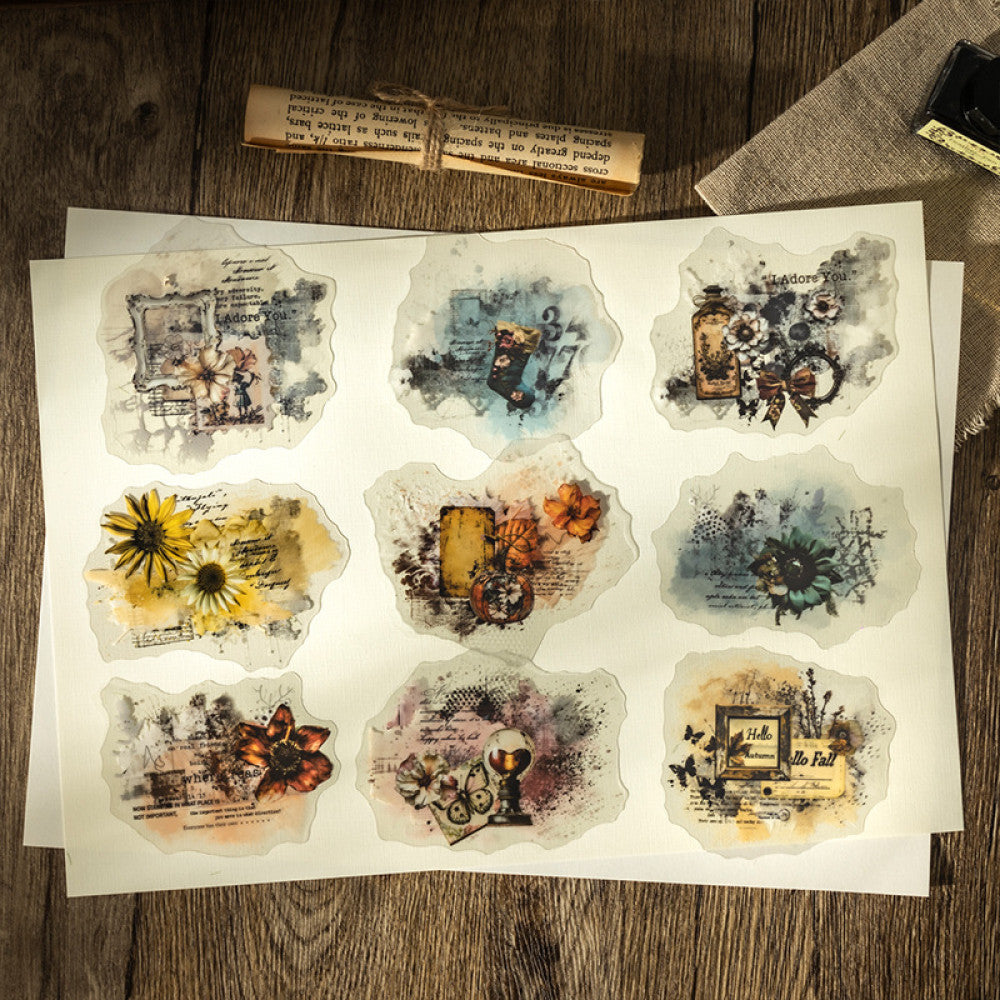 Old Times Series Retro Floral Themes 10 Sheets 6 Types image 2
