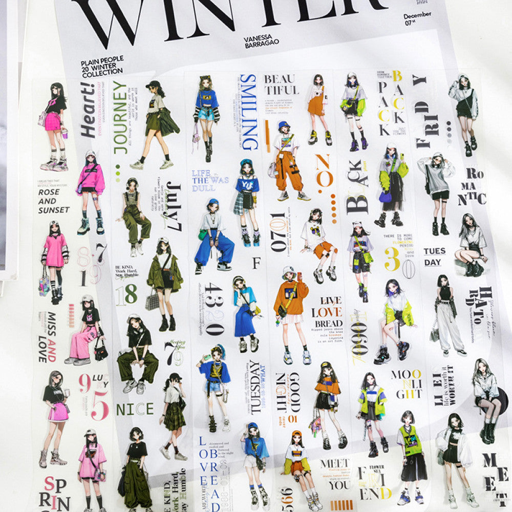 Fashion Weekly Series PET Tape 6 Character Types 6cm 2m image 4