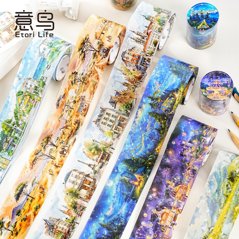 Free Wind Series Watercolor Landscape PET Tape 6 Selections 4 5cm 2m image 1