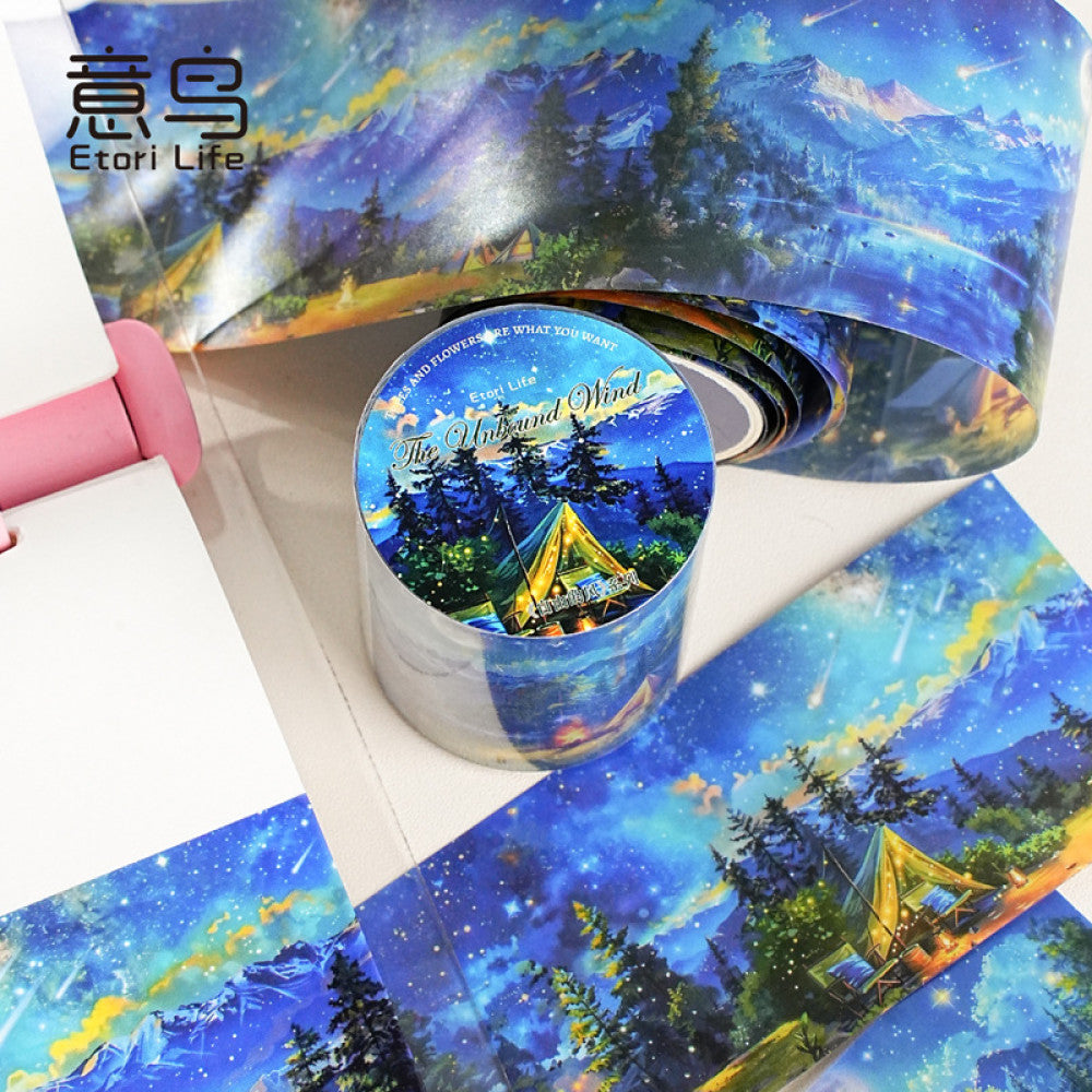Free Wind Series Watercolor Landscape PET Tape 6 Selections 4 5cm 2m image 2