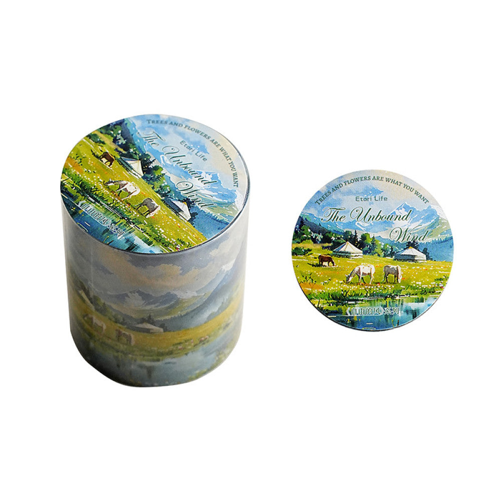 Free Wind Series Watercolor Landscape PET Tape 6 Selections 4 5cm 2m image 5