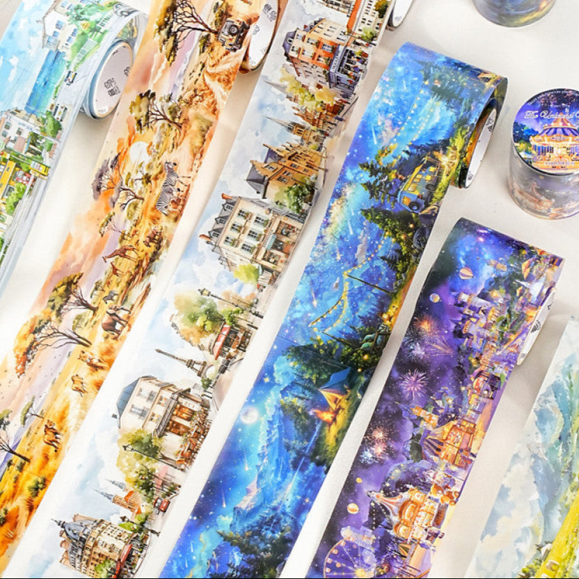 Free Wind Series Watercolor Landscape PET Tape 6 Selections 4 5cm 2m image 0