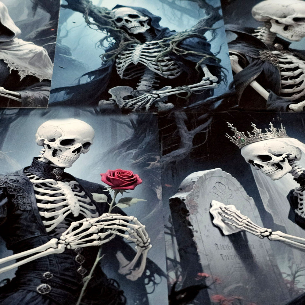 Original Dark Gothic Skull Rose Material Paper 14cm 19cm image 1