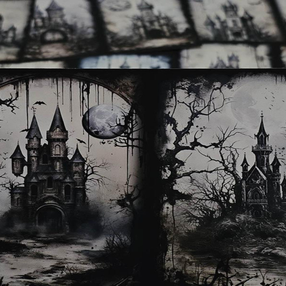 Horror Castle Handmade Landscape Background Paper 13cm 17cm image 2