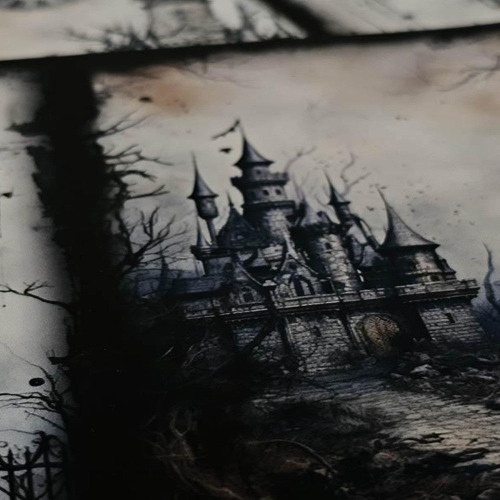 Horror Castle Handmade Landscape Background Paper 13cm 17cm image 4