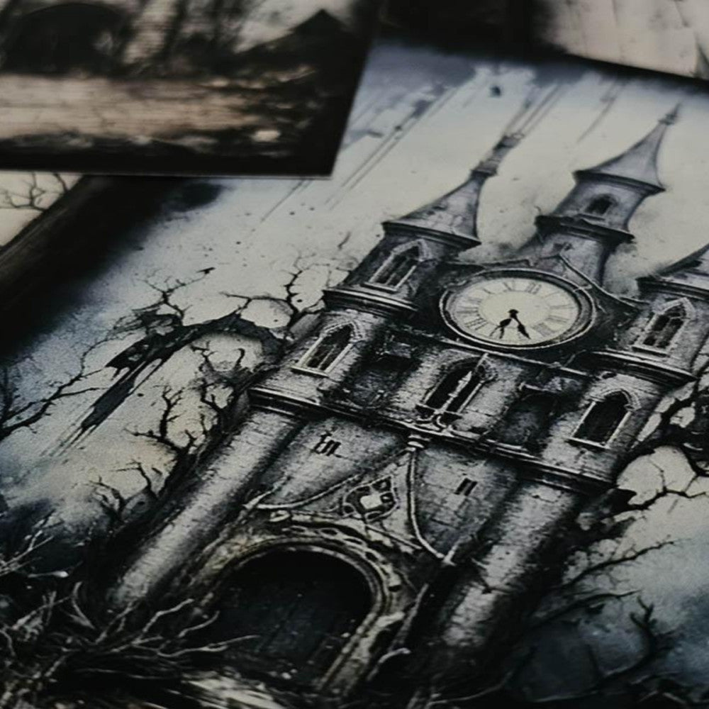 Horror Castle Handmade Landscape Background Paper 13cm 17cm image 5