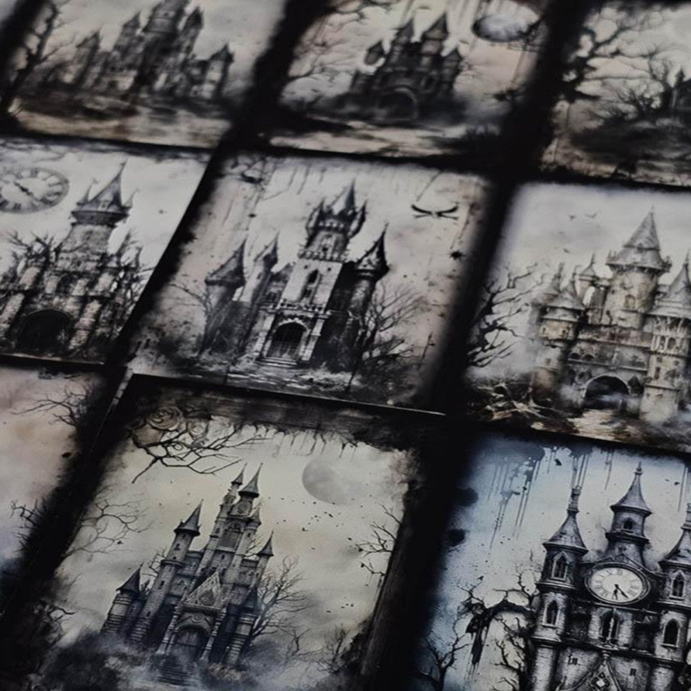 Horror Castle Handmade Landscape Background Paper 13cm 17cm image 0