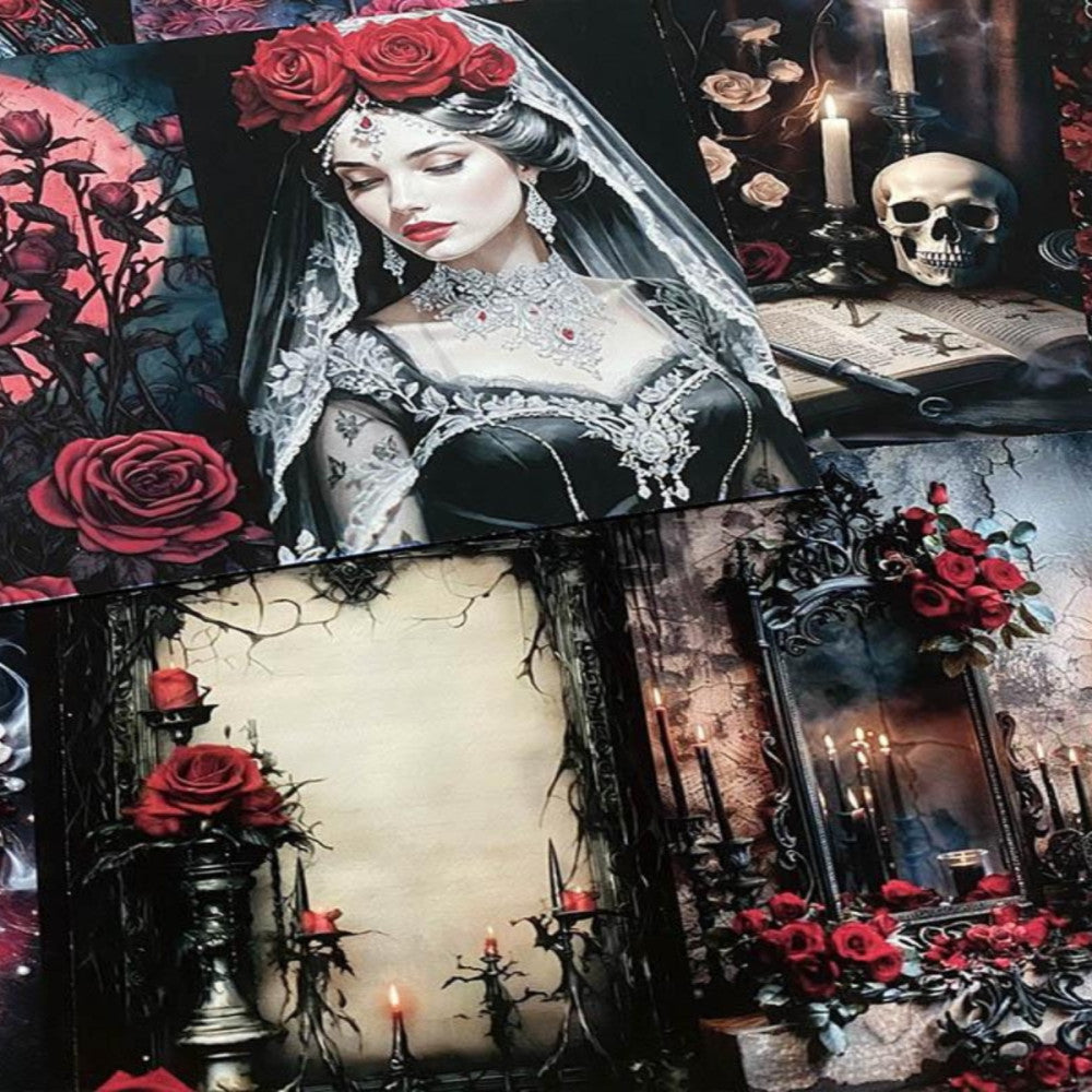 JunkRoyal Gothic Dark Blood Moon Background Paper 13cm 17cm image 2