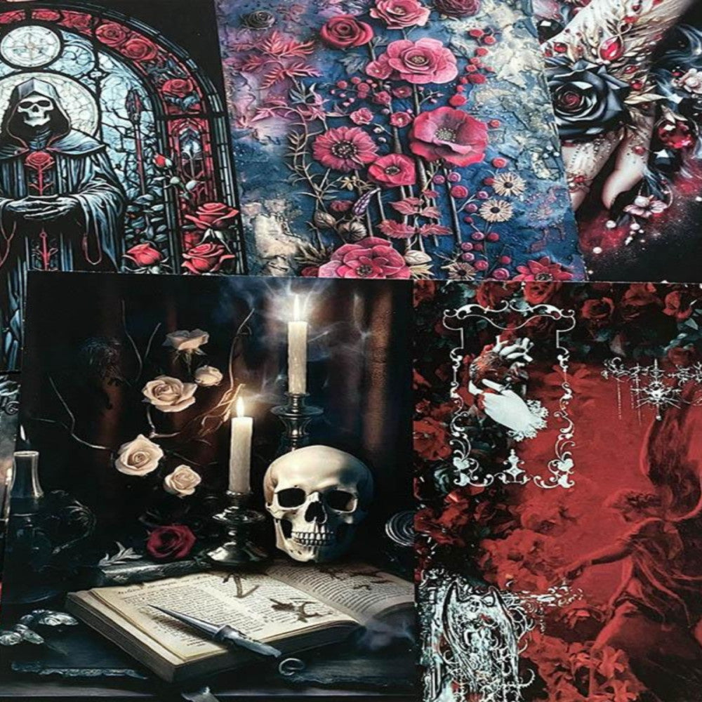 JunkRoyal Gothic Dark Blood Moon Background Paper 13cm 17cm image 4