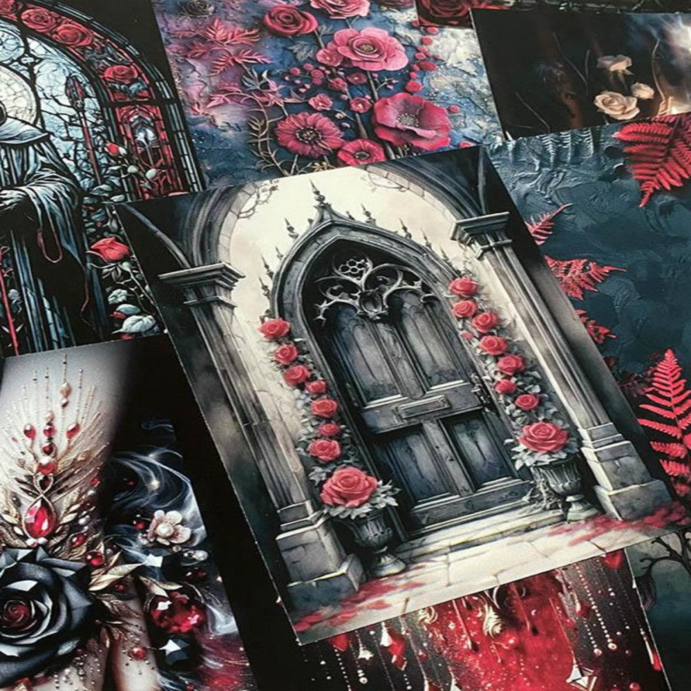 JunkRoyal Gothic Dark Blood Moon Background Paper 13cm 17cm image 5