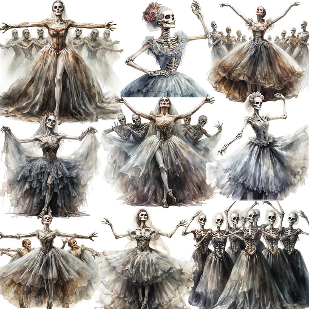 Skeleton Ballet Paper Stickers Pack 4 6cm 20 Pcs image 1
