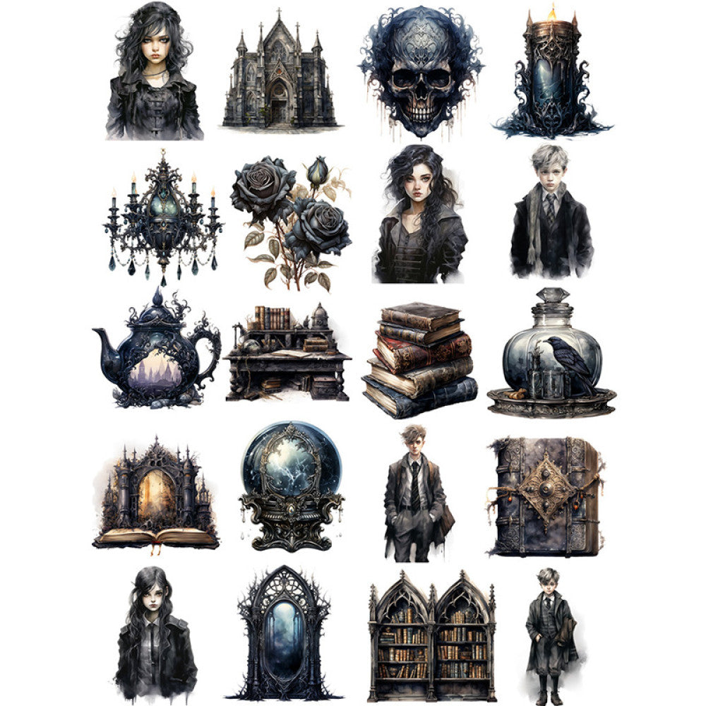 Gothic Academy Paper Stickers Pack 4-6cm 20Pcs