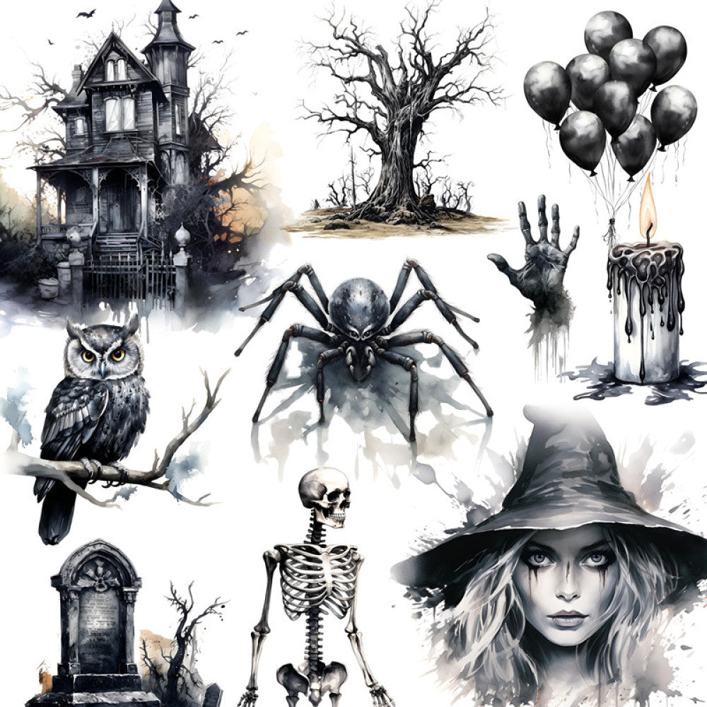 Black Halloween Paper Stickers Pack 4 6cm 20 Pcs image 0
