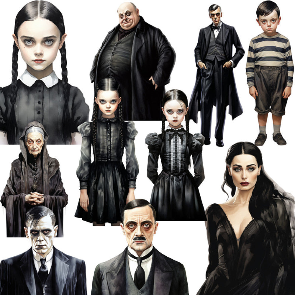 Dark Gothic Style Family Paper Stickers Pack 16 Pcs 4 6cm image 0