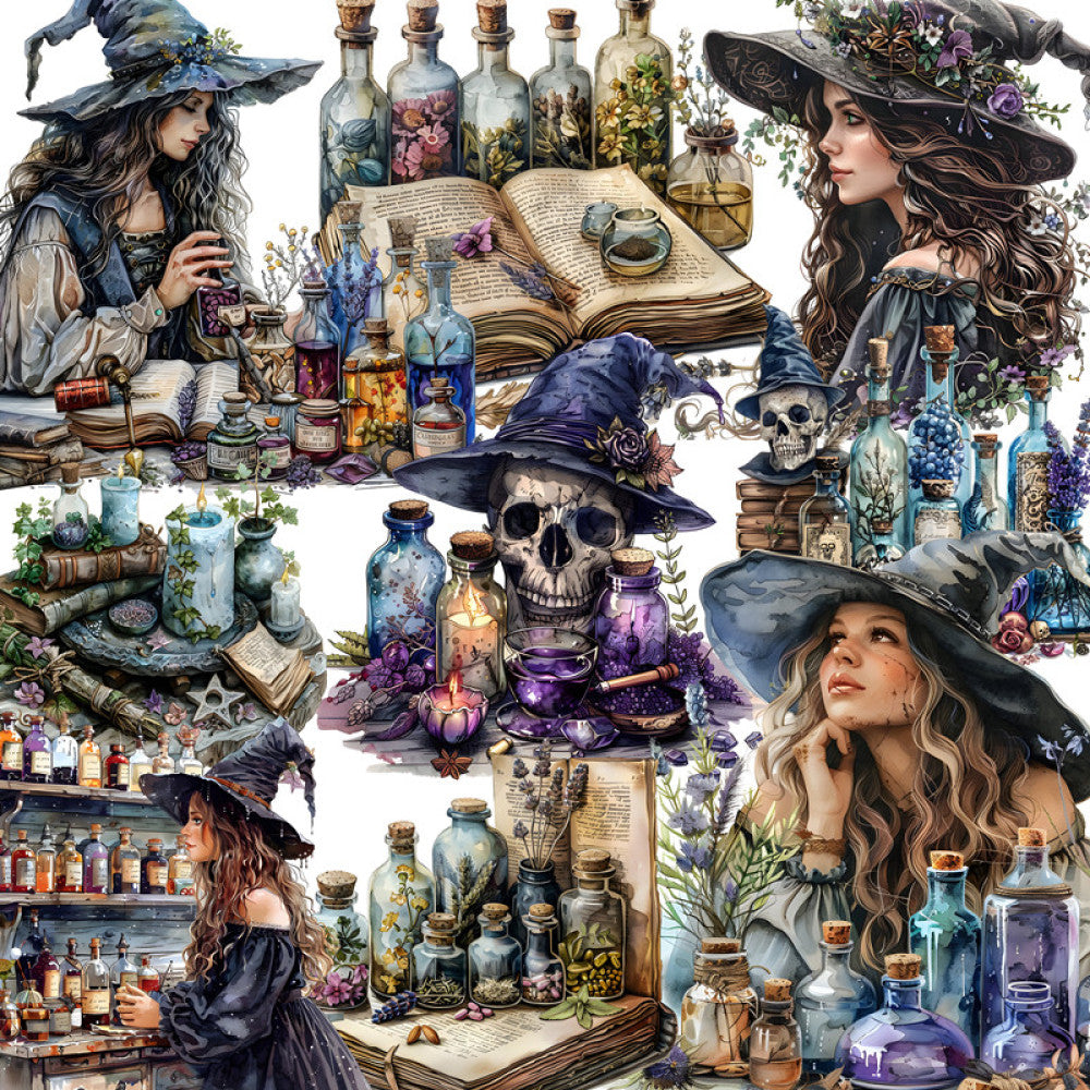 Retro Herbal Witch Paper Stickers Pack 4 6cm 20Pcs image 0
