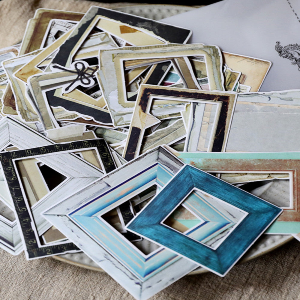 Junkjournal Retro Frame Stickers Pack 35 pieces image 1