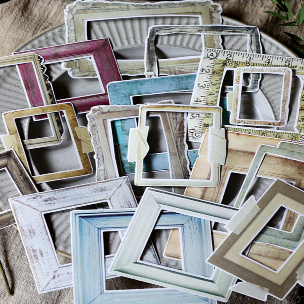 Junkjournal Retro Frame Stickers Pack 35 pieces image 2